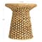 Household Essentials 18" Black & Natural Braided Water Hyacinth & Resin Geometric Side Table